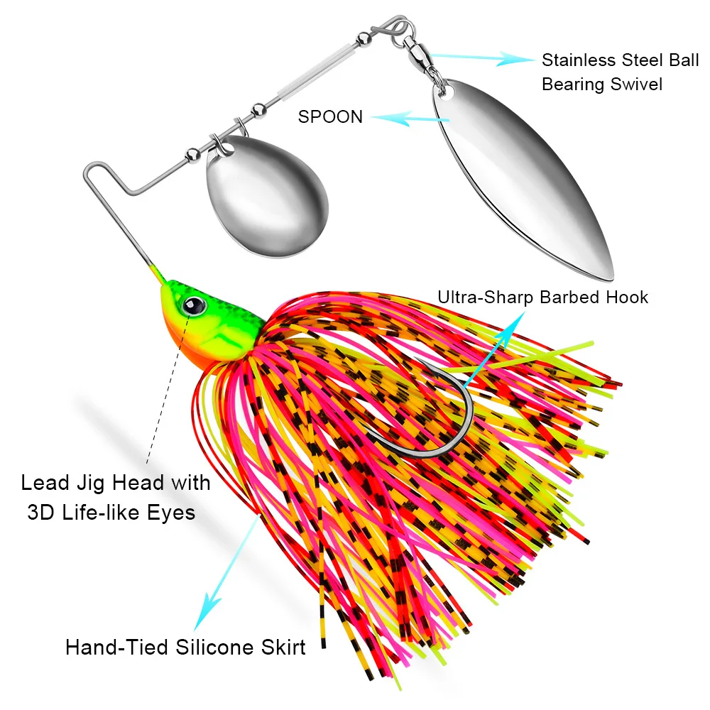 Spinnerbait anti-enredos con cuchilla metálica y cabeza de goma - imagen 4