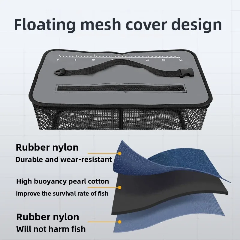 Cesta flotante de pesca plegable con red portátil para guardar - imagen 3
