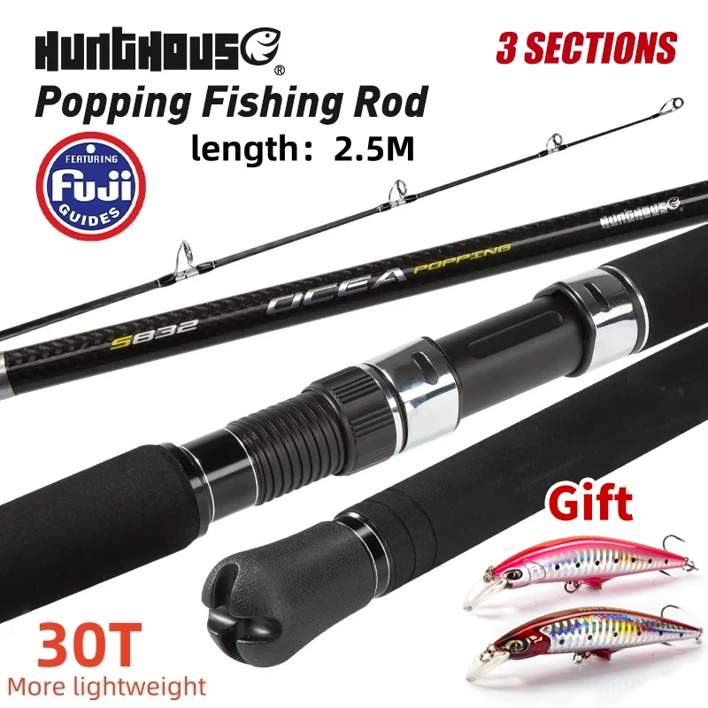 Hunthouse Caña Spinning Tríplice Carbono 30T Ligera con Guías Fuji