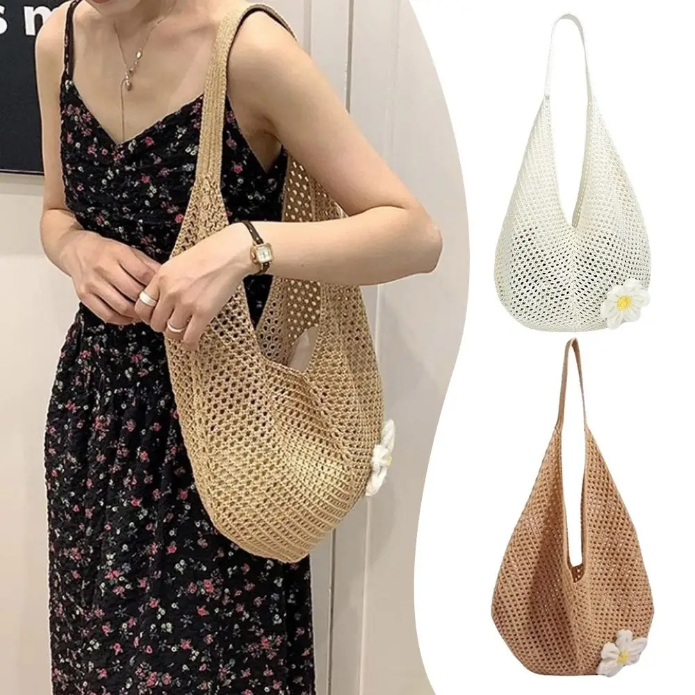 Bolso de ganchillo calado hecho a mano, malla gran capacidad - imagen 2