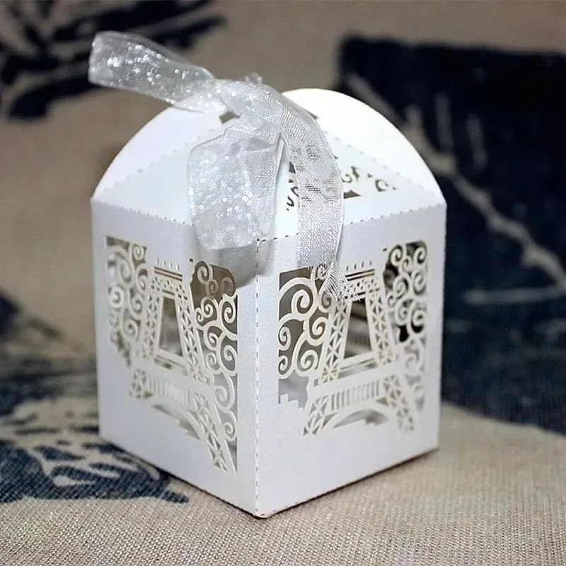 Cajas de regalo creativas torre Eiffel para dulces de boda - imagen 2