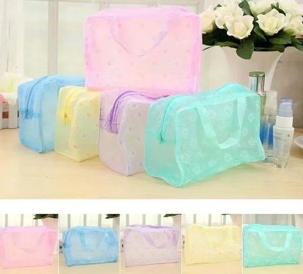 Bolsa de maquillaje portátil color sólido ligera para viaje organizador - imagen 2