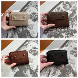 Cartera retro coreana para mujer de cuero PU con cremallera y tarjetas