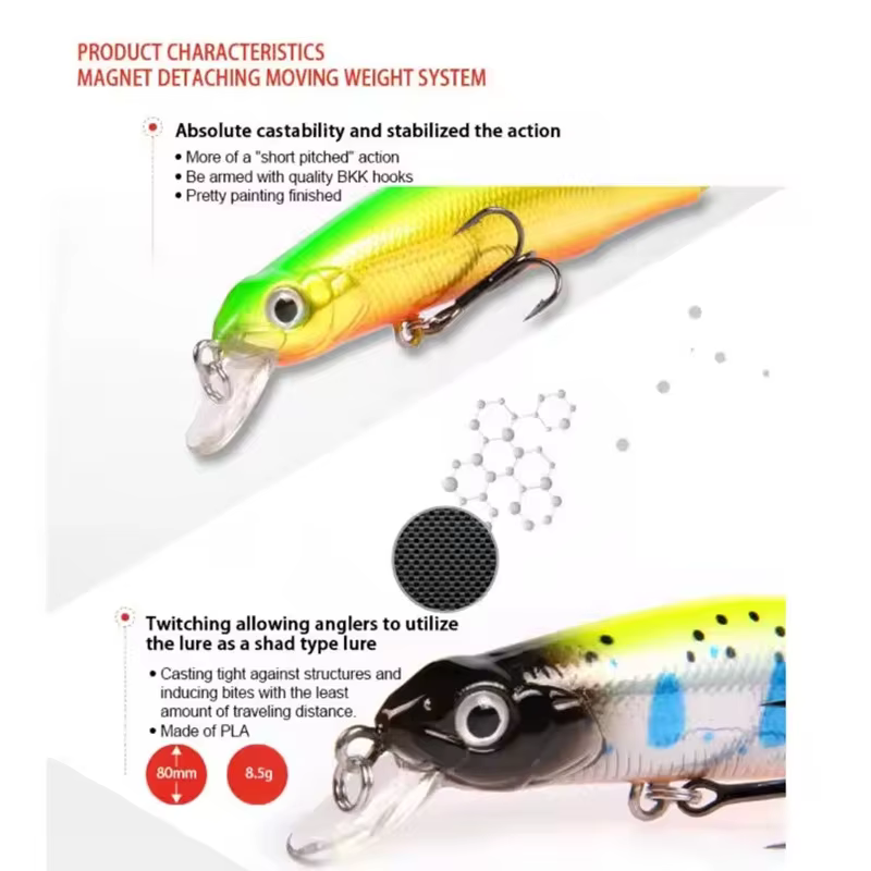 Crank Bait ZIP80 Bearking 8cm con sistema magnético para pesca - imagen 2