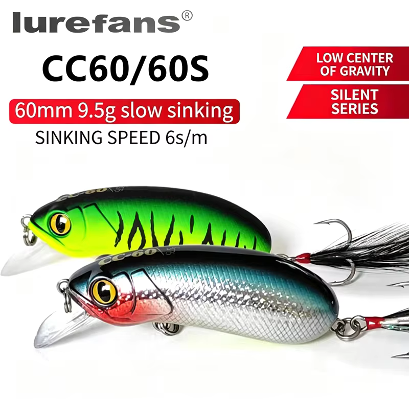 Lurefans CC60 Crankbait – Hundimiento lento lubina trucha - imagen 4