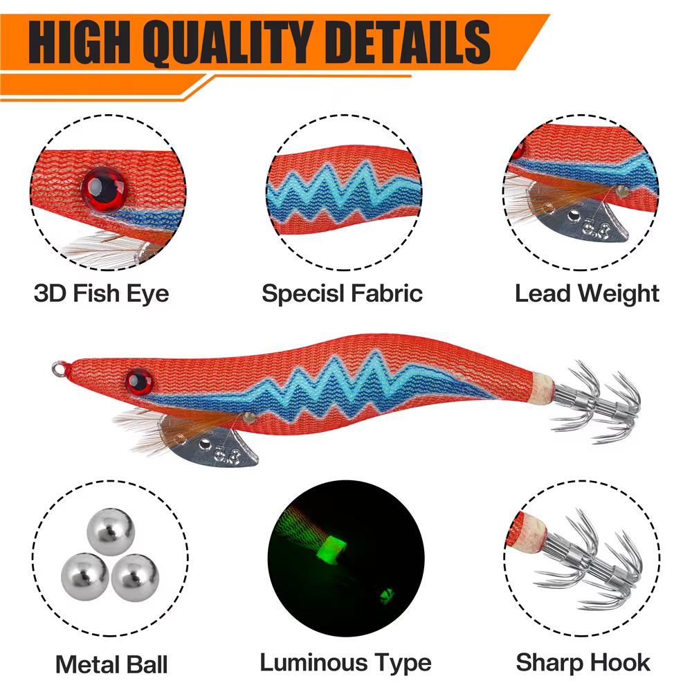 Señuelo Jig para Calamar y Sepia – Agua salada – Tallas 2,5/3,0/3,5 cm - imagen 4