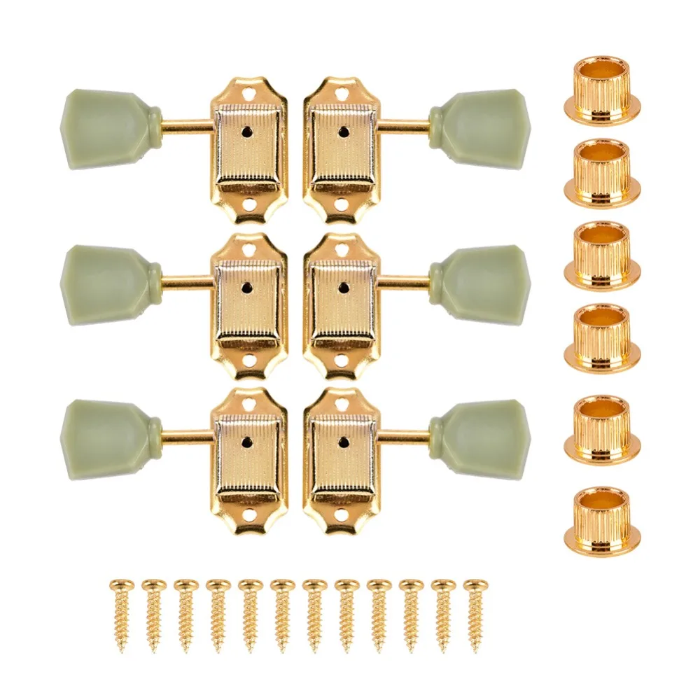 Clavijas de afinación guitarra metal y plástico oro y jade - imagen 4