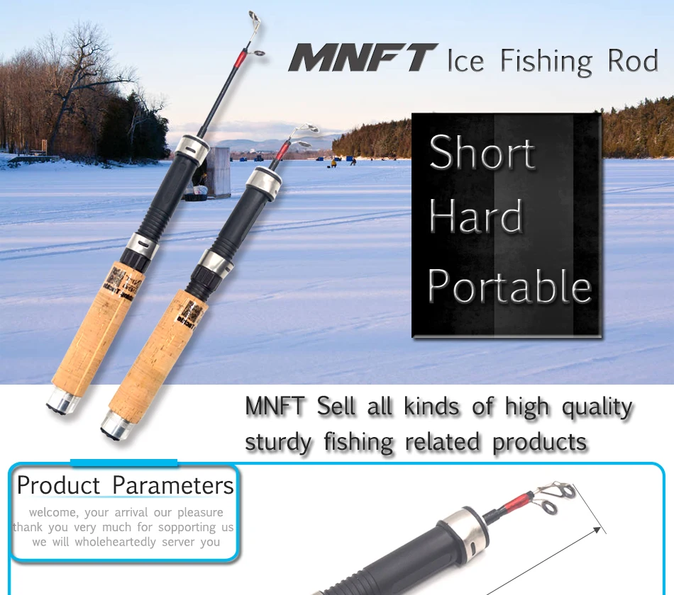 Caña de carbono compacta de 60 cm para pesca en hielo y río