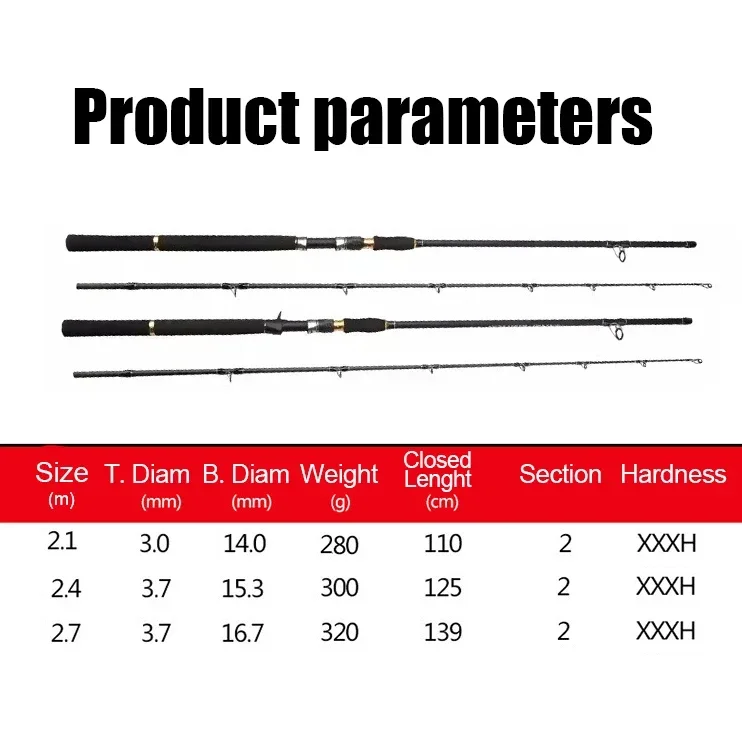Caña de pescar Superhard XXXH para baitcasting de carbono resistente - imagen 2