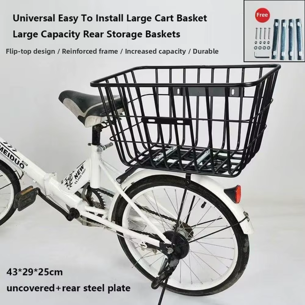 Cesta trasera metálica para carro de pesca universal ajustable negra - imagen 3
