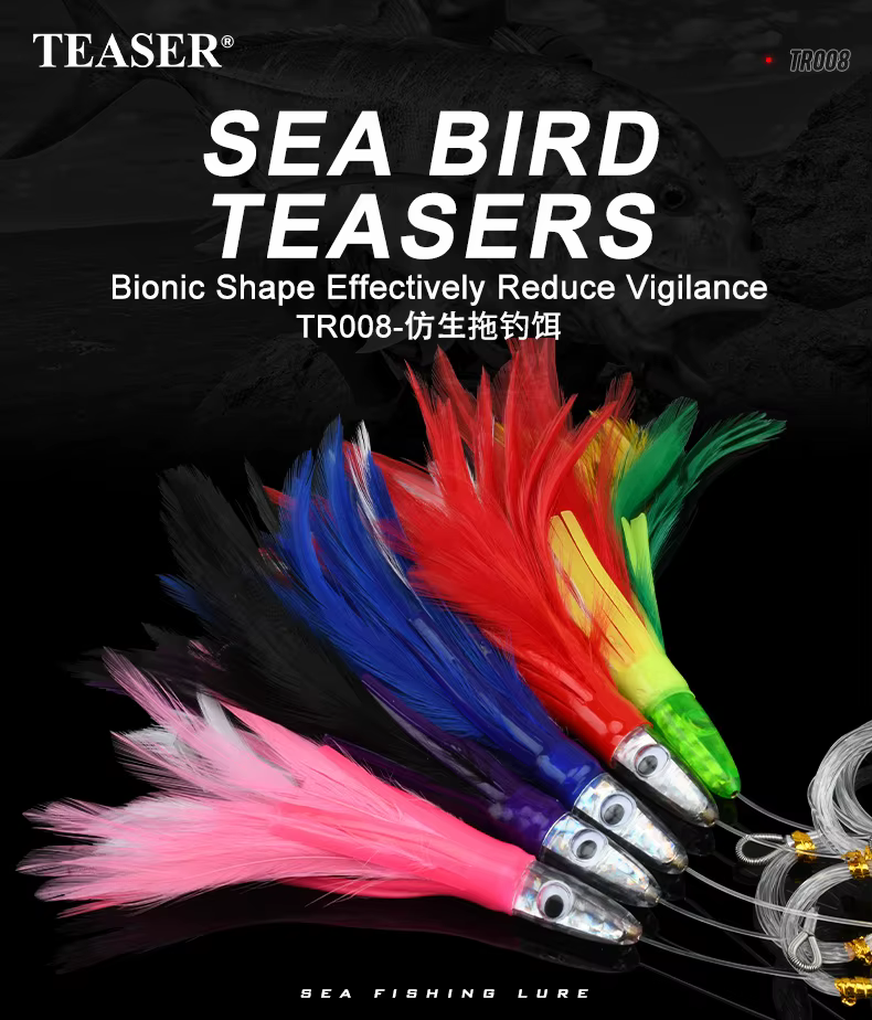 Señuelo TEASER tr008 de pesca de mar con cabeza de pez