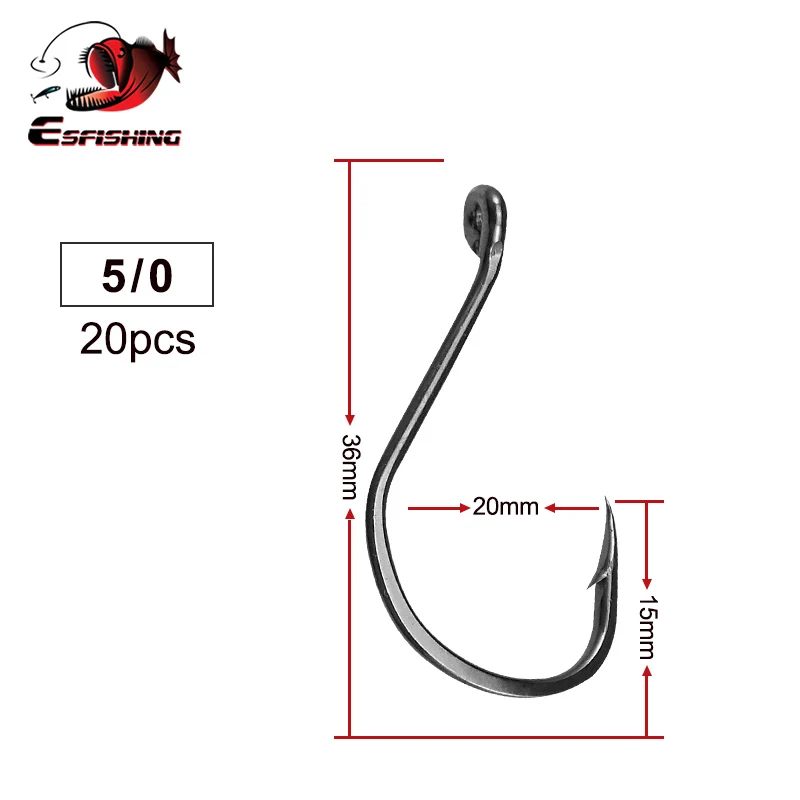 ESFISHING Anzuelos para vinilo resistentes – acero al carbono ojo único - imagen 5