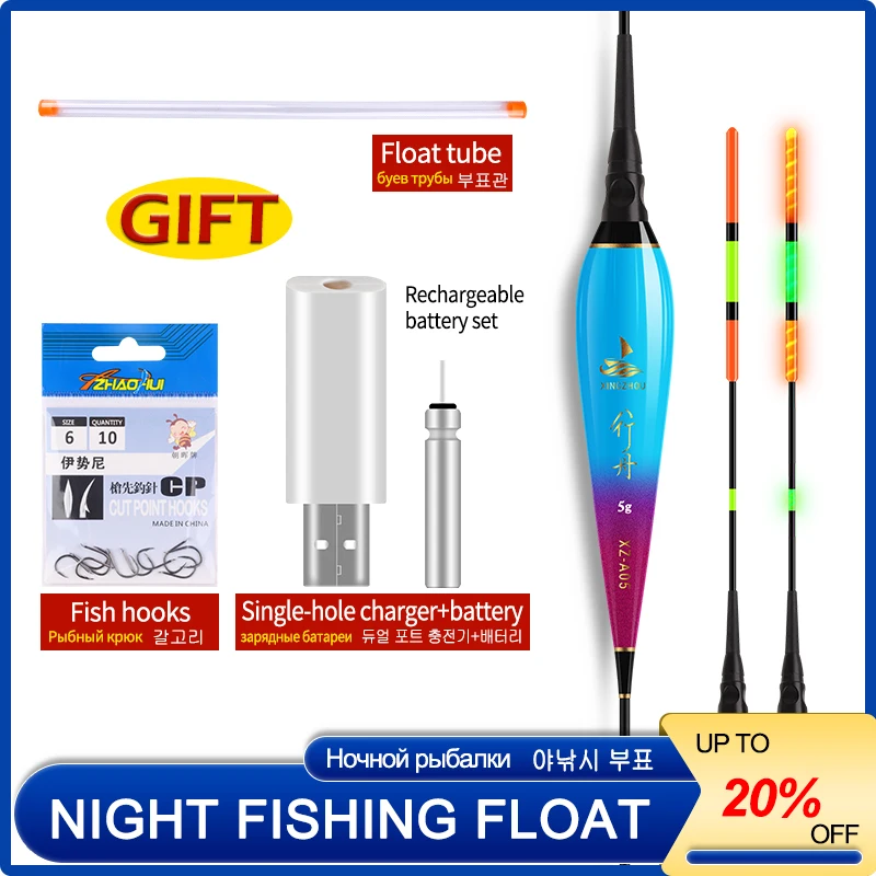 Flotador de pesca luminoso con batería recargable