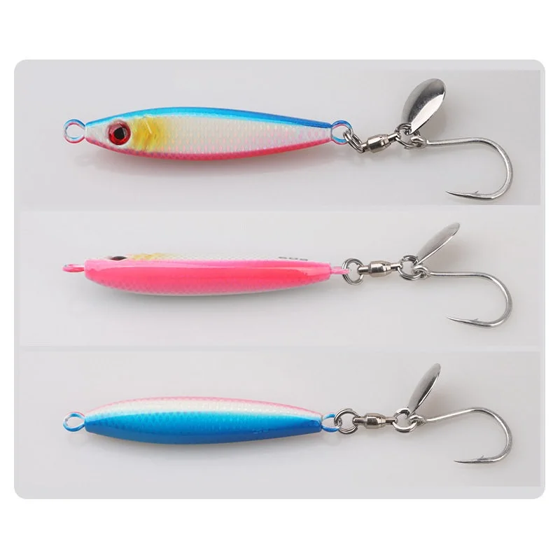 Señuelo jig metal holográfico láser con cuchilla giratoria y anzuelo