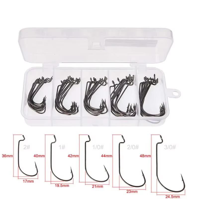 Anzuelos Jig Offset Boca Ancha con Púas – Acero Inoxidable para Vinilo de Mar - imagen 2