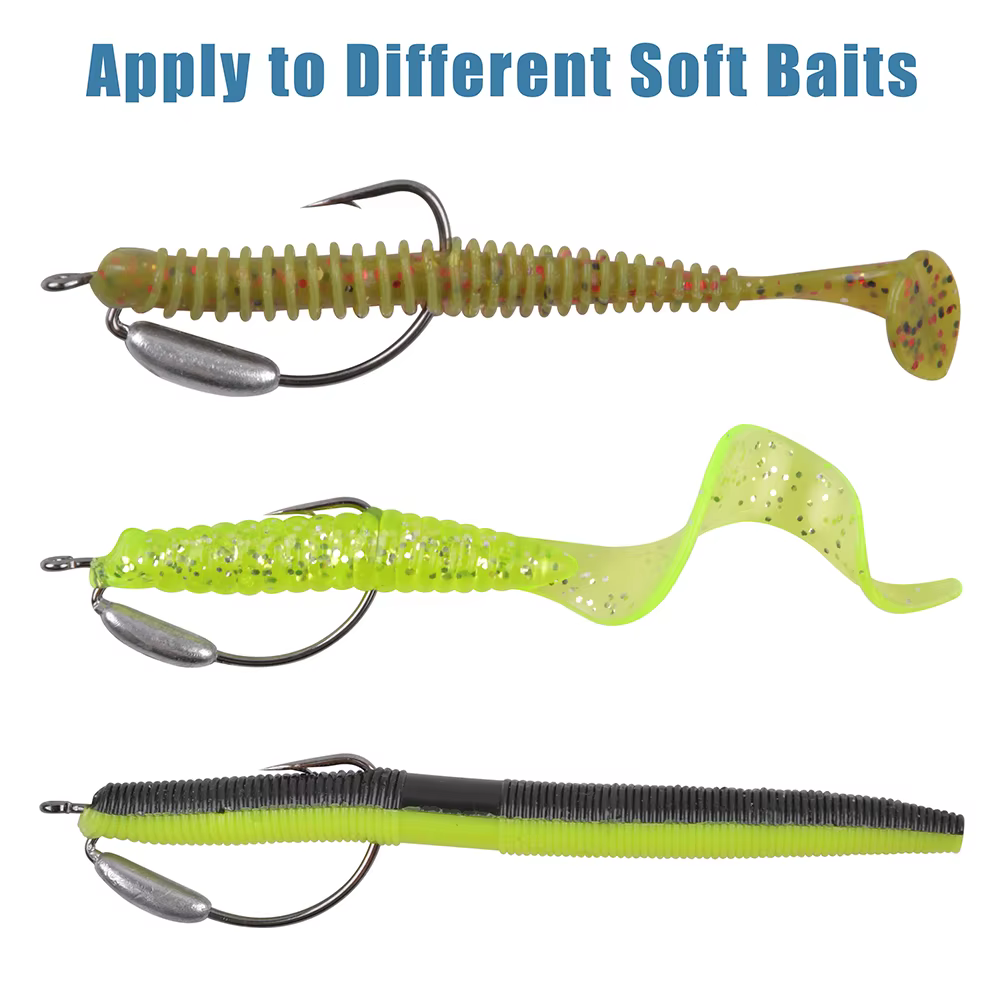 Anzuelos Jig Head Texas Rig offset con púas para lubina - imagen 2