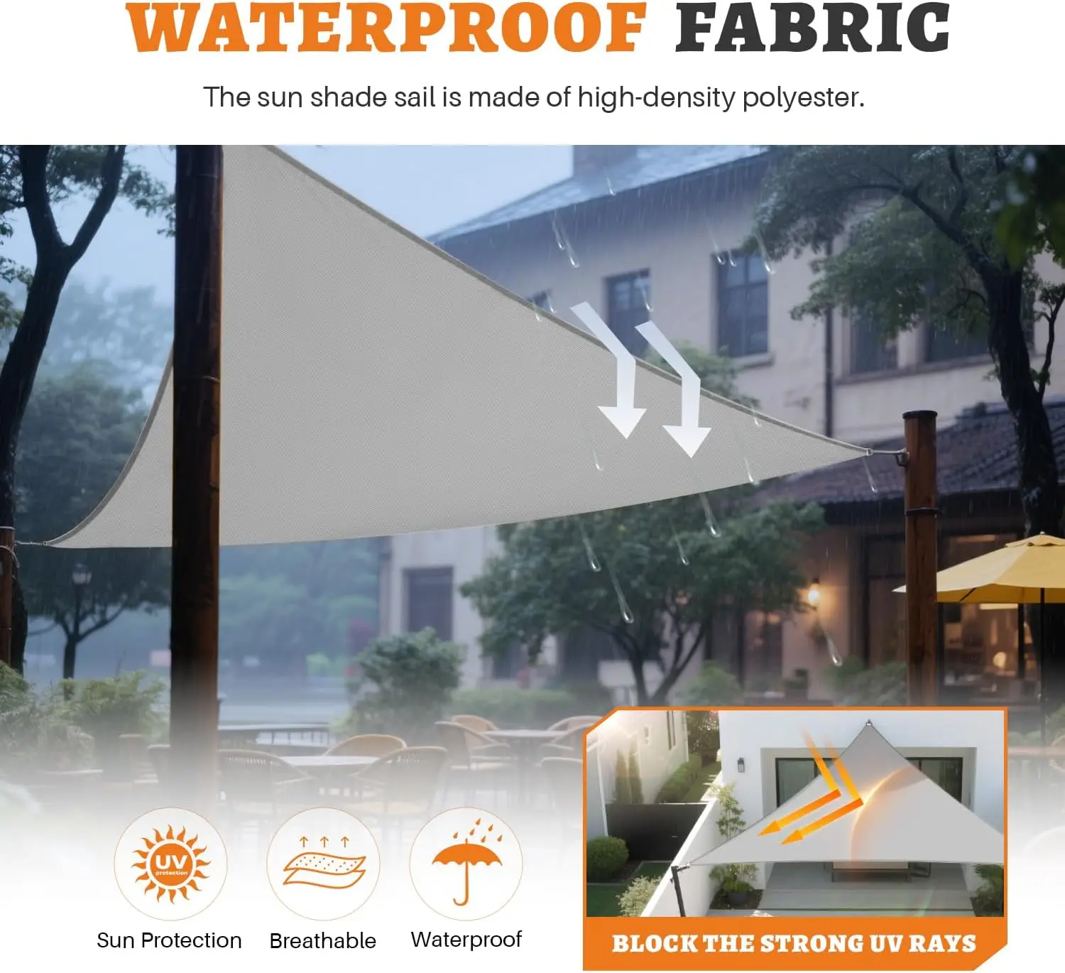 Toldo rectangular impermeable para sombreado con protección UV - imagen 4