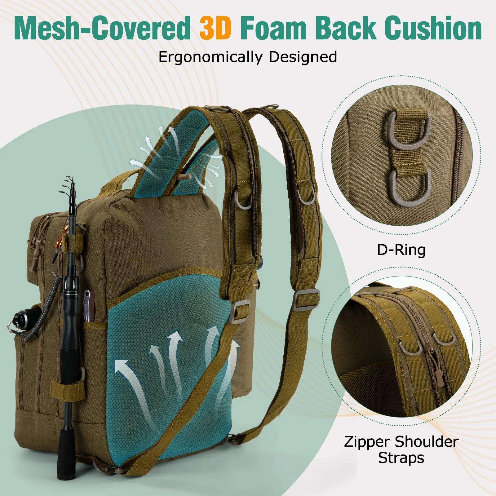 Mochila de pesca Goture con cajas para cebo y soporte para cañas - imagen 4