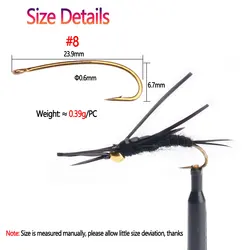Bimoo #8 Ninfa Bead Head Stonefly – Cobre, hundimiento rápido, púas