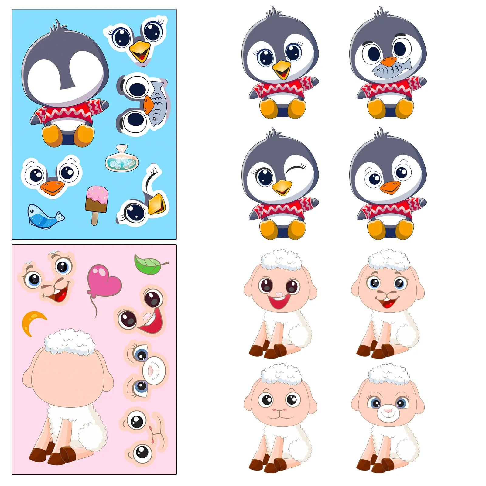 Pegatinas educativas niños: haz caras de animales DIY rompecabezas - imagen 2