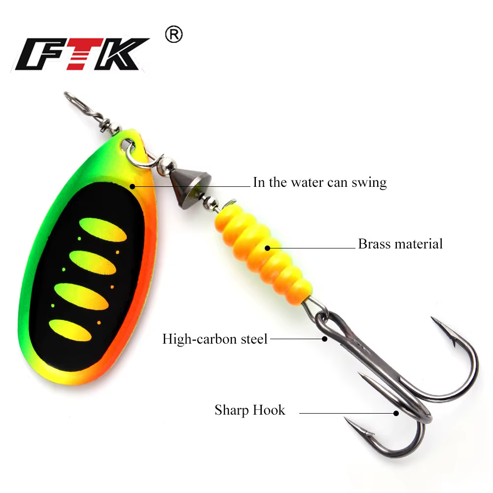NGB Spinner metálico gancho triple – Cebo para barbo, trucha - imagen 2
