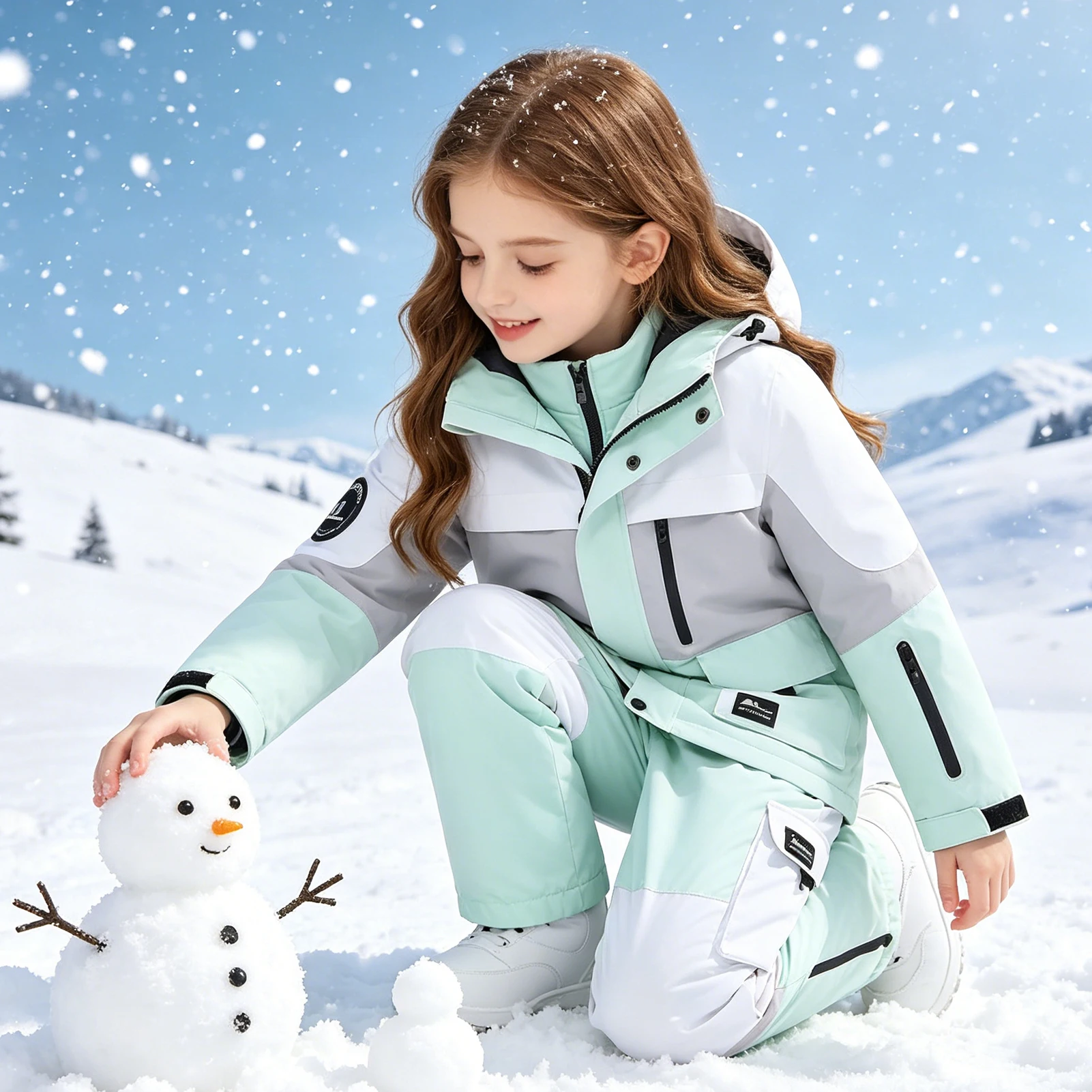 Traje de esquí infantil impermeable y resistente al viento