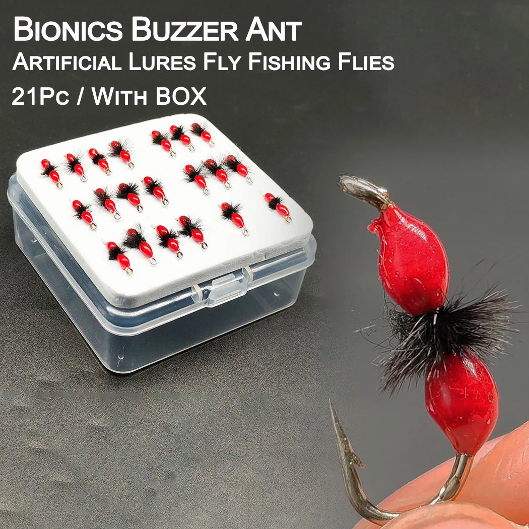 Caja completa de 21 moscas artificiales para pesca con mosca