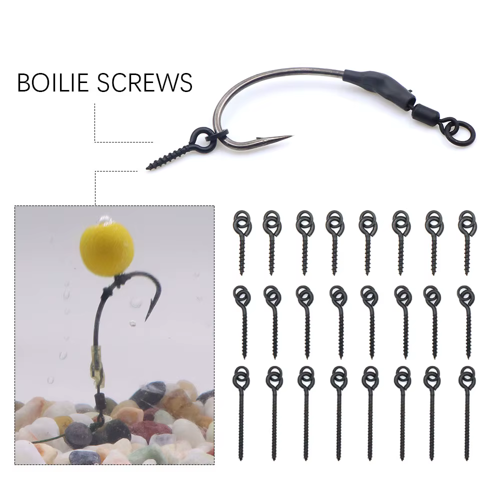 Clips Boilie para carpa con anillo giratorio y tornillos de cebo