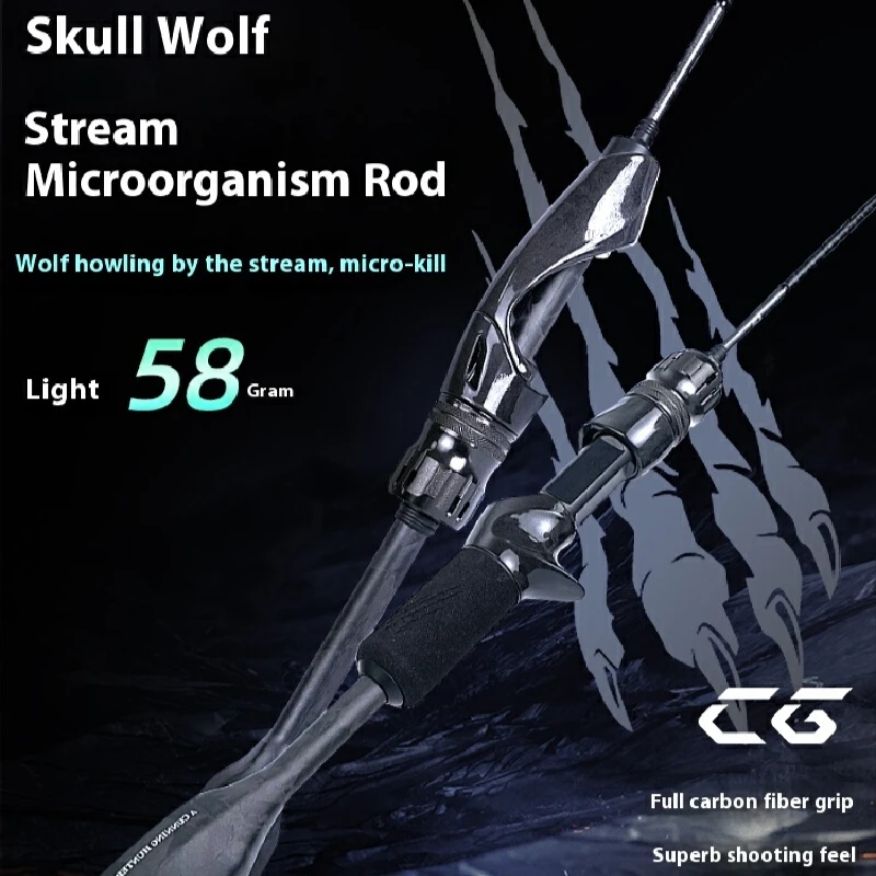 Caña spinning HANO Skull Wolf con anillas CG y agarre fibra carbono