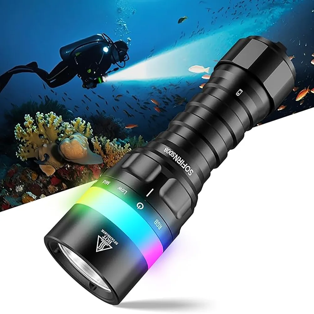 Linterna subacuática Sofirn SD08 recargable RGB con indicador - imagen 3