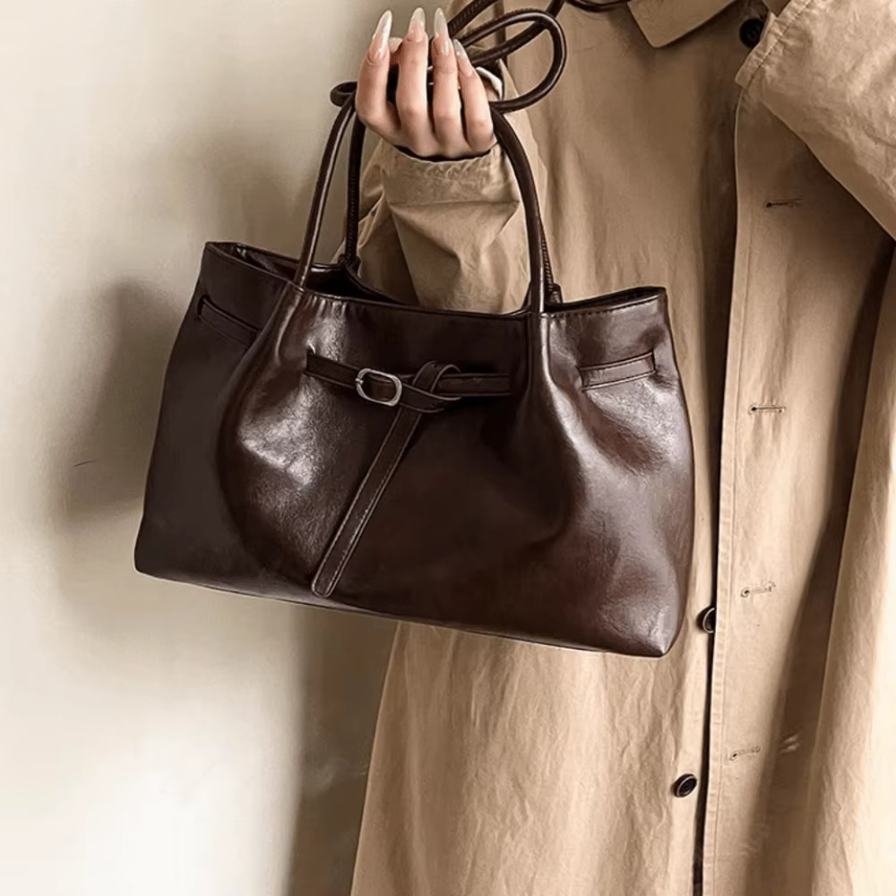 Bolso de hombro tote de cuero sintético gran capacidad elegante - imagen 3