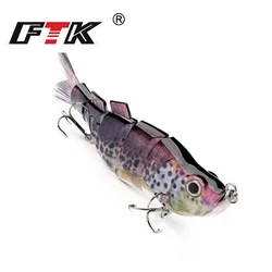 FTK Señuelo de pesca articulado Minnow con ojos tridimensionales