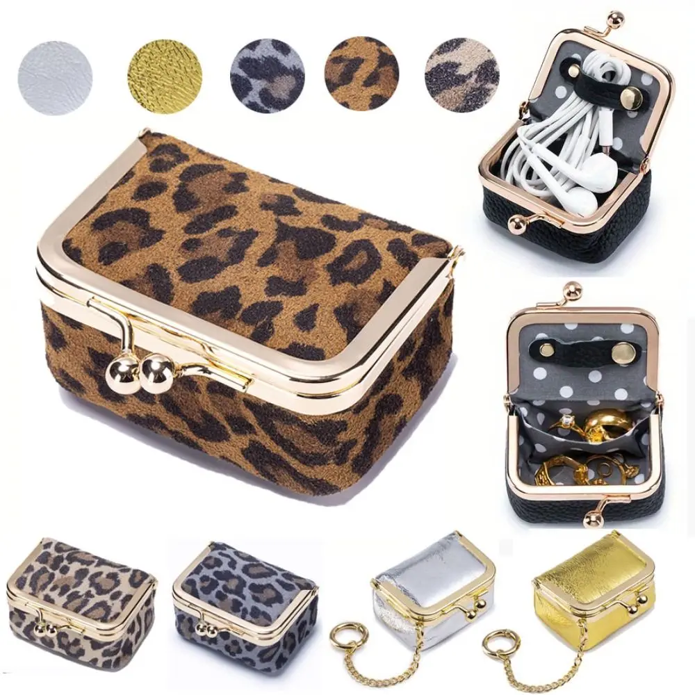 Estuche porta-moneda de cuero con cierre Kiss Lock estampado leopardo - imagen 4