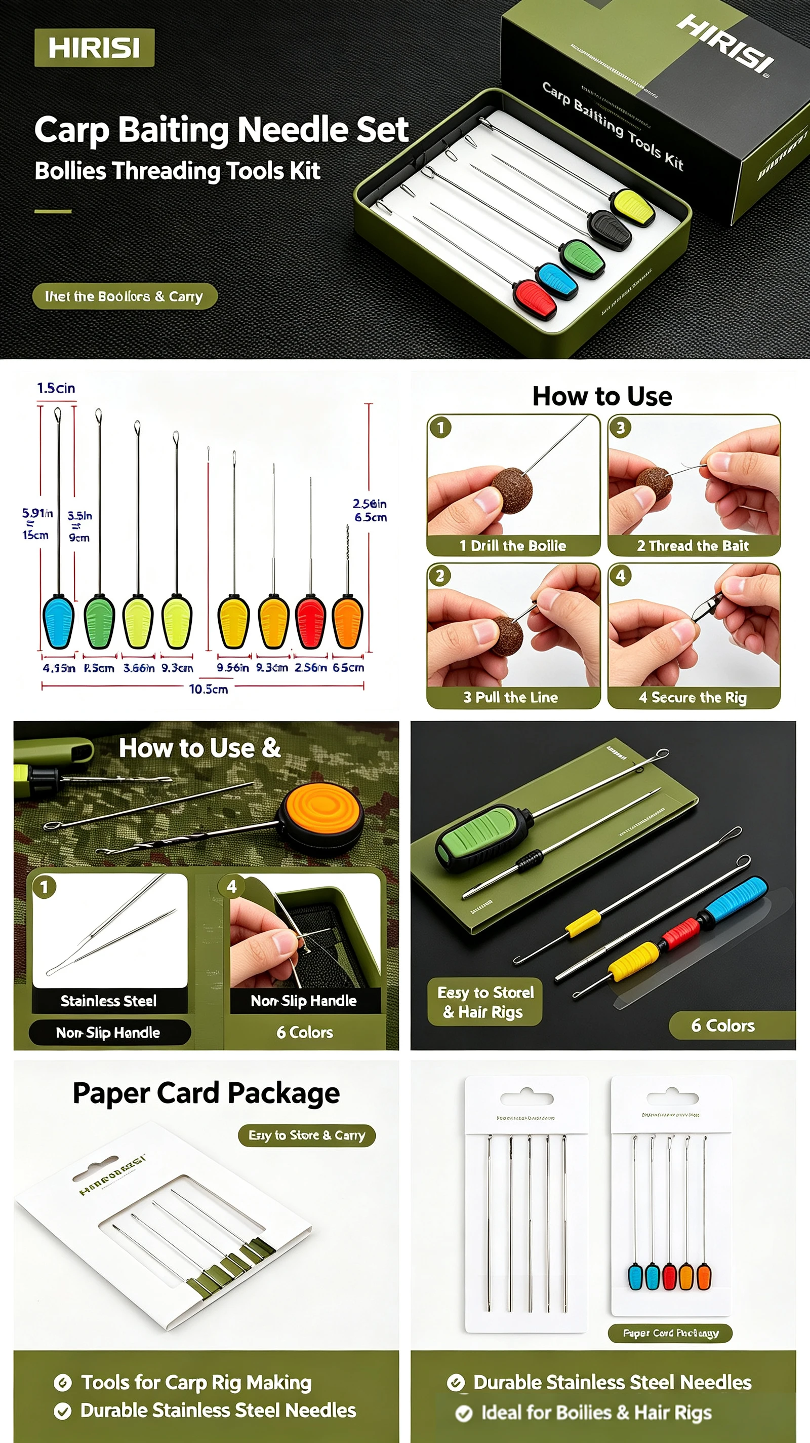 Kit de herramientas de enhebrado para pesca de carpa