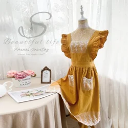 Delantal algodón y lino vintage mujer – estilo palaciego