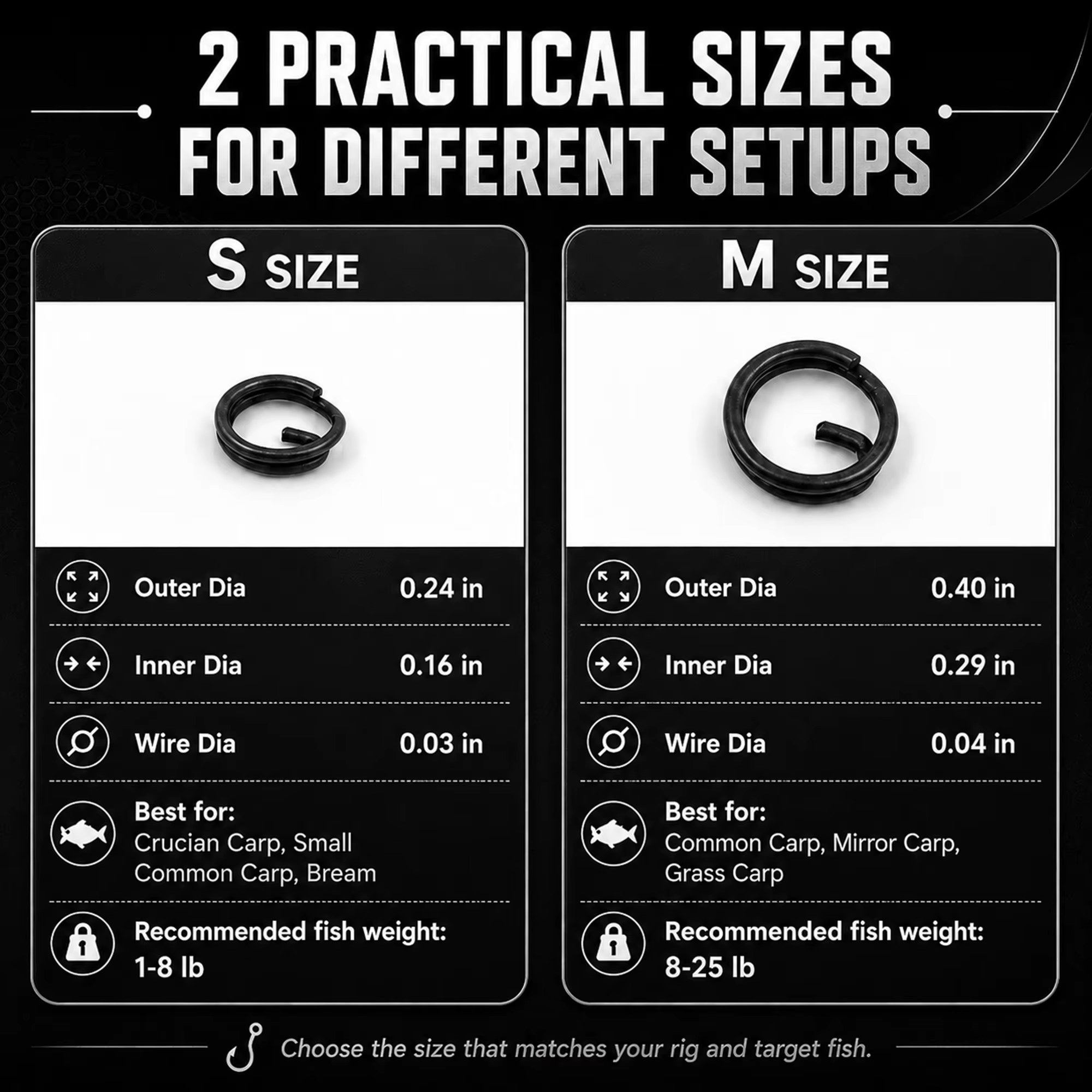 Split rings 9KM para señuelos de carp Fishing