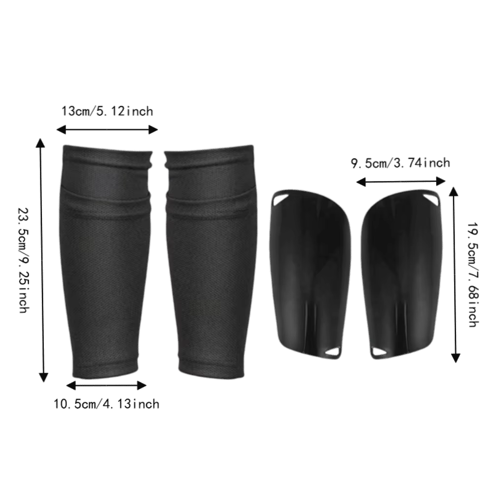 Protector de espinilla de fútbol en cuero PU negro