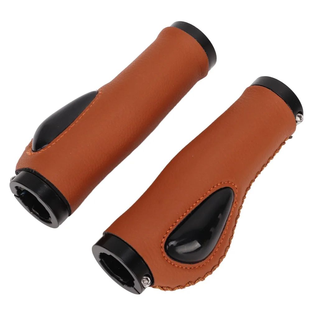 Empuñaduras de cuero para bicicleta con doble bloqueo ergonómico - imagen 3