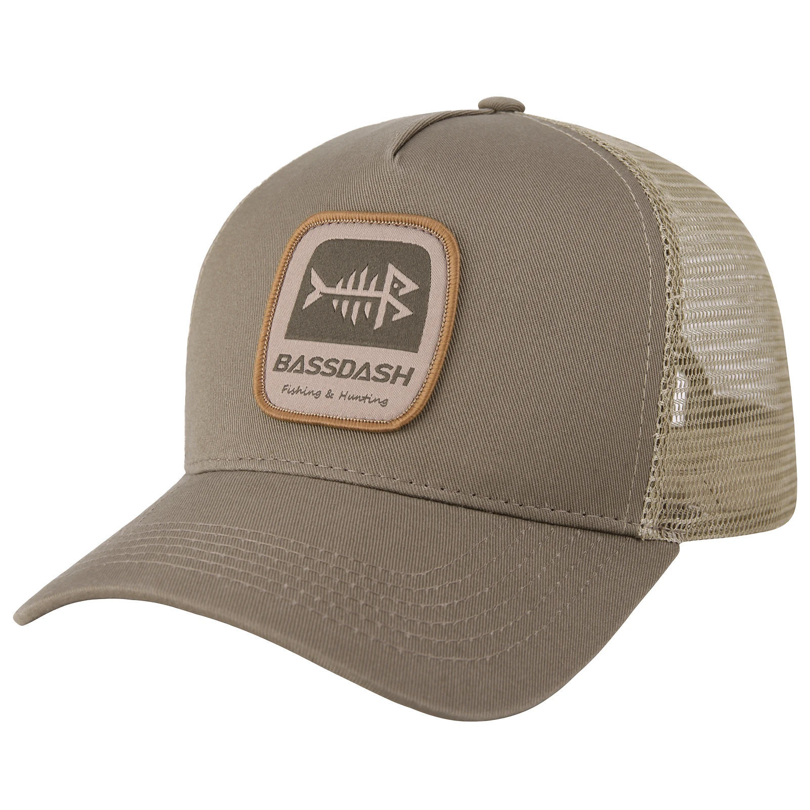 Bassdash Gorra de pesca ajustable malla trasera parche bordado
