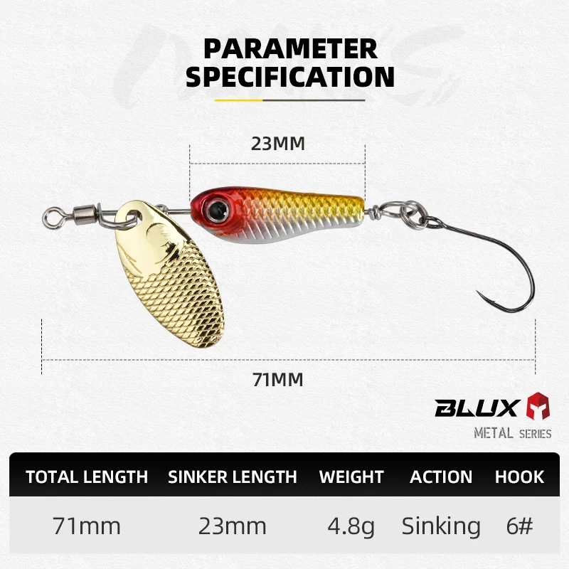 Señuelo giratorio Minnow metálico BLUX NIAKIS con cuchilla de cobre - imagen 5