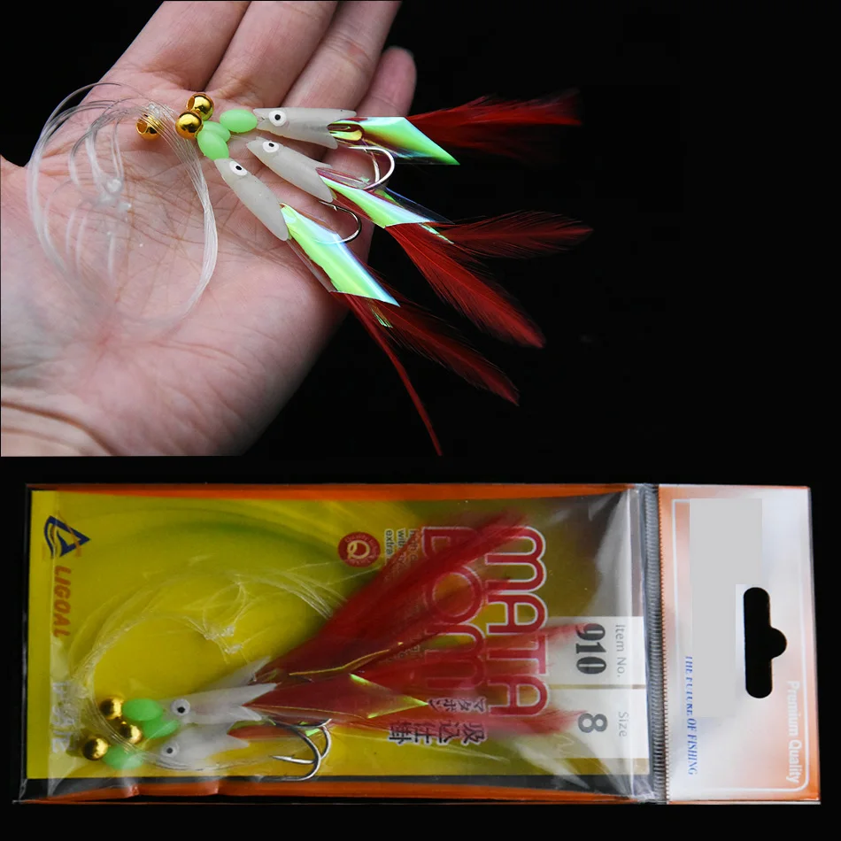Mrlurion Anzuelos pluma para aparejo de lubina y caballa - imagen 5