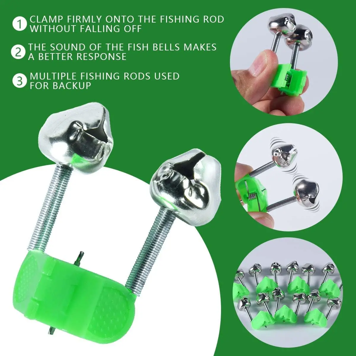Alarmas de picada con campana y clips para caña