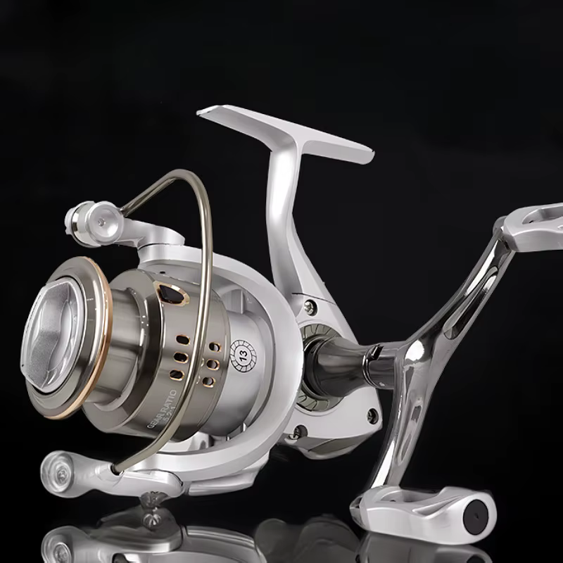 Carrete de pesca giratorio 5.2:1 14LB arrastre máximo CNC doble brazo - imagen 3