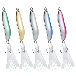 Spinner 21g con anzuelos triples y plumas para lubina y trucha