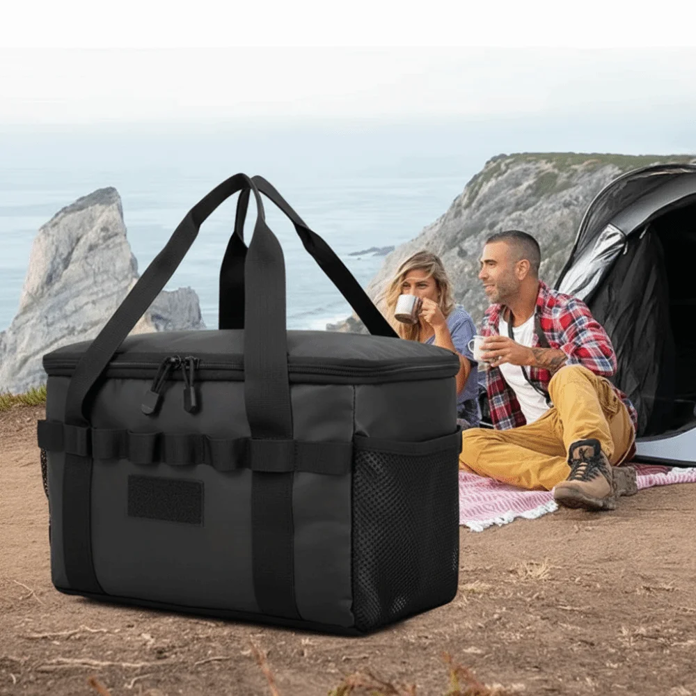 Bolsa térmica aislada con doble cremallera y bolsillos de malla - imagen 5