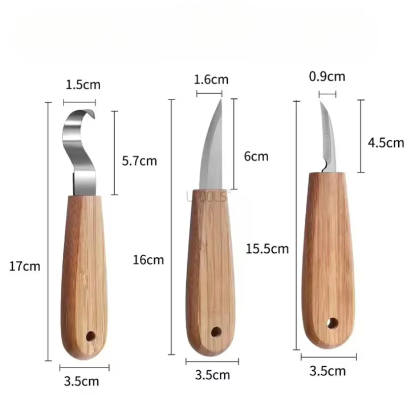 Cuchillos de tallado para madera acero cromo-vanadio con mango - imagen 5
