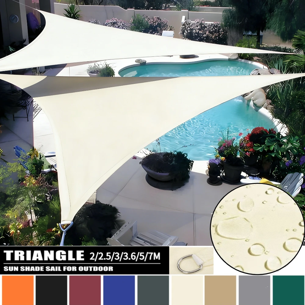 Toldo triangular impermeable – Cubierta para patio, piscina y jardín - imagen 2