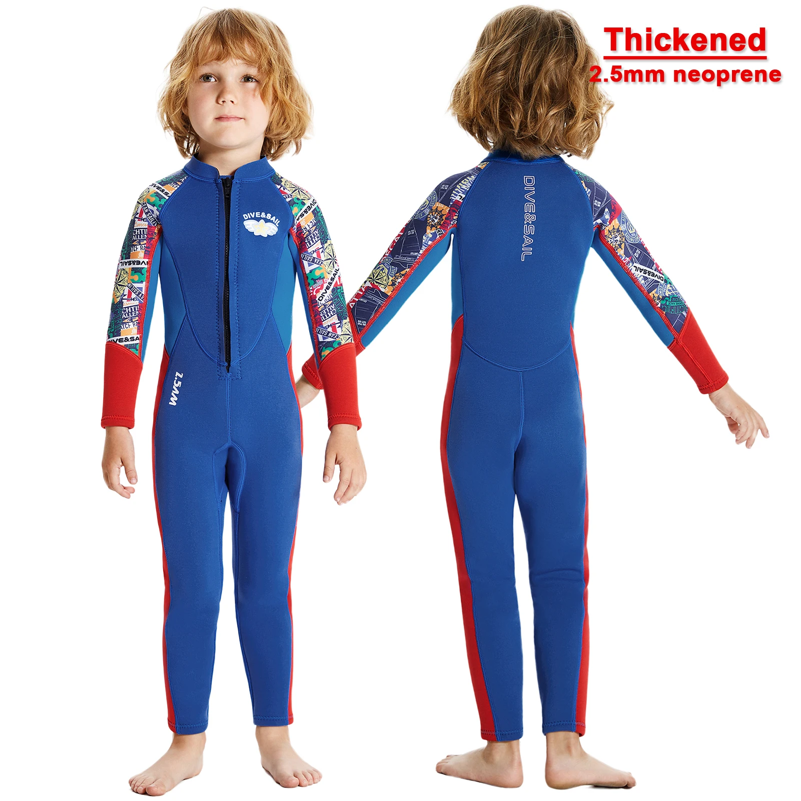 Traje de neopreno infantil manga larga térmico para surf, snorkel - imagen 2