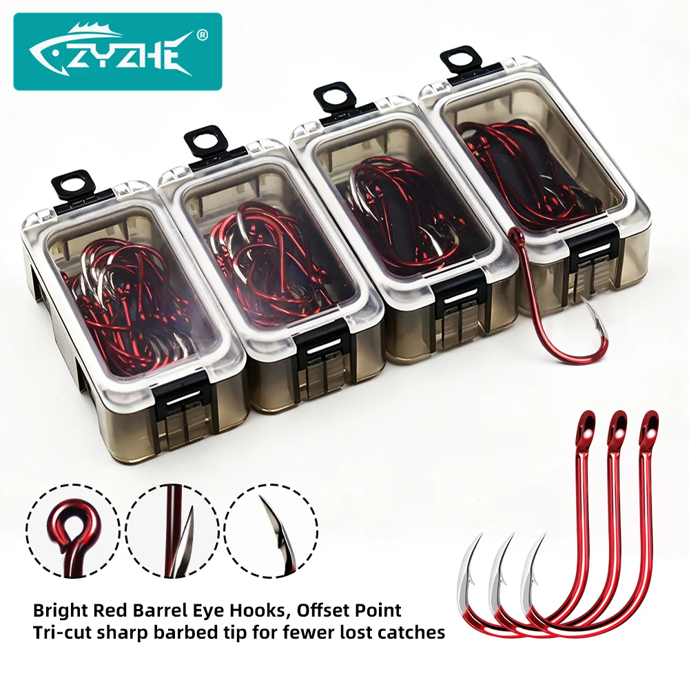 Anzuelos offset ZYZHE con punta afilada para agua dulce y salada - imagen 3
