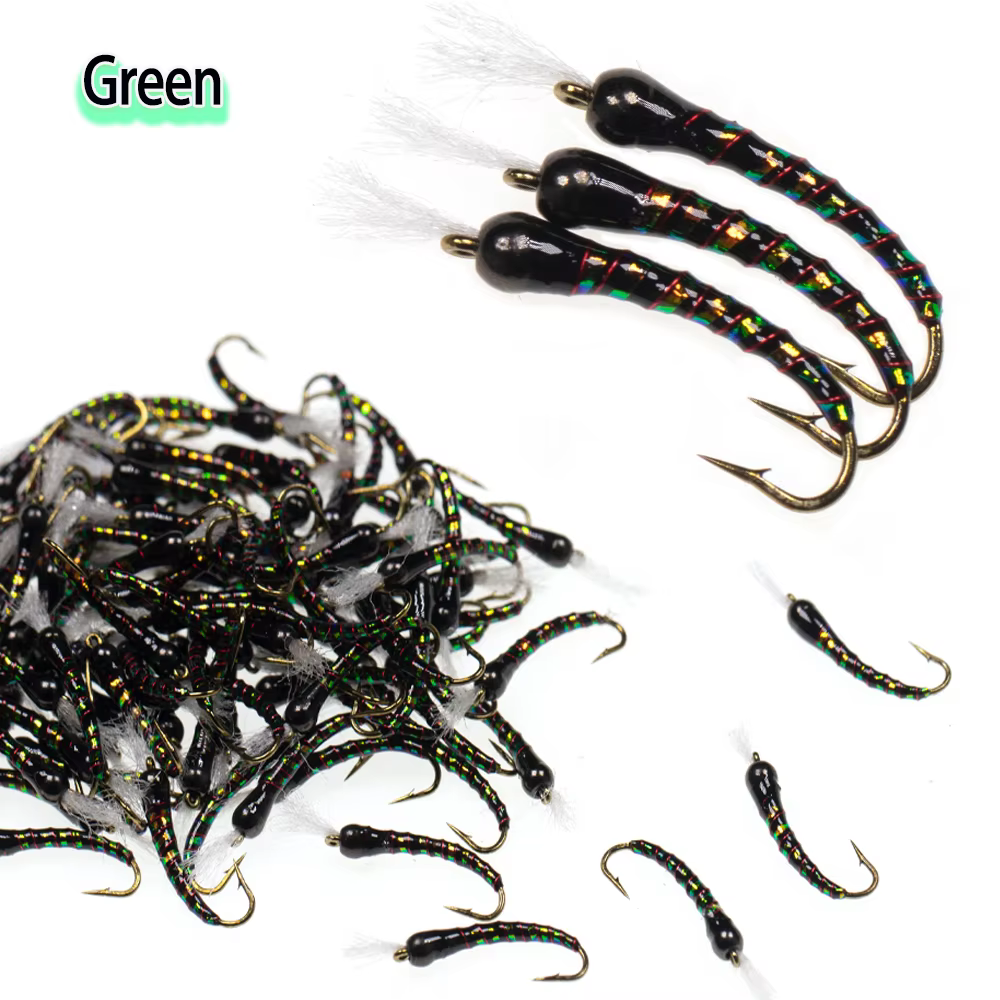 Ninfa Epoxy Midge realista con cabeza de latón para trucha - imagen 4